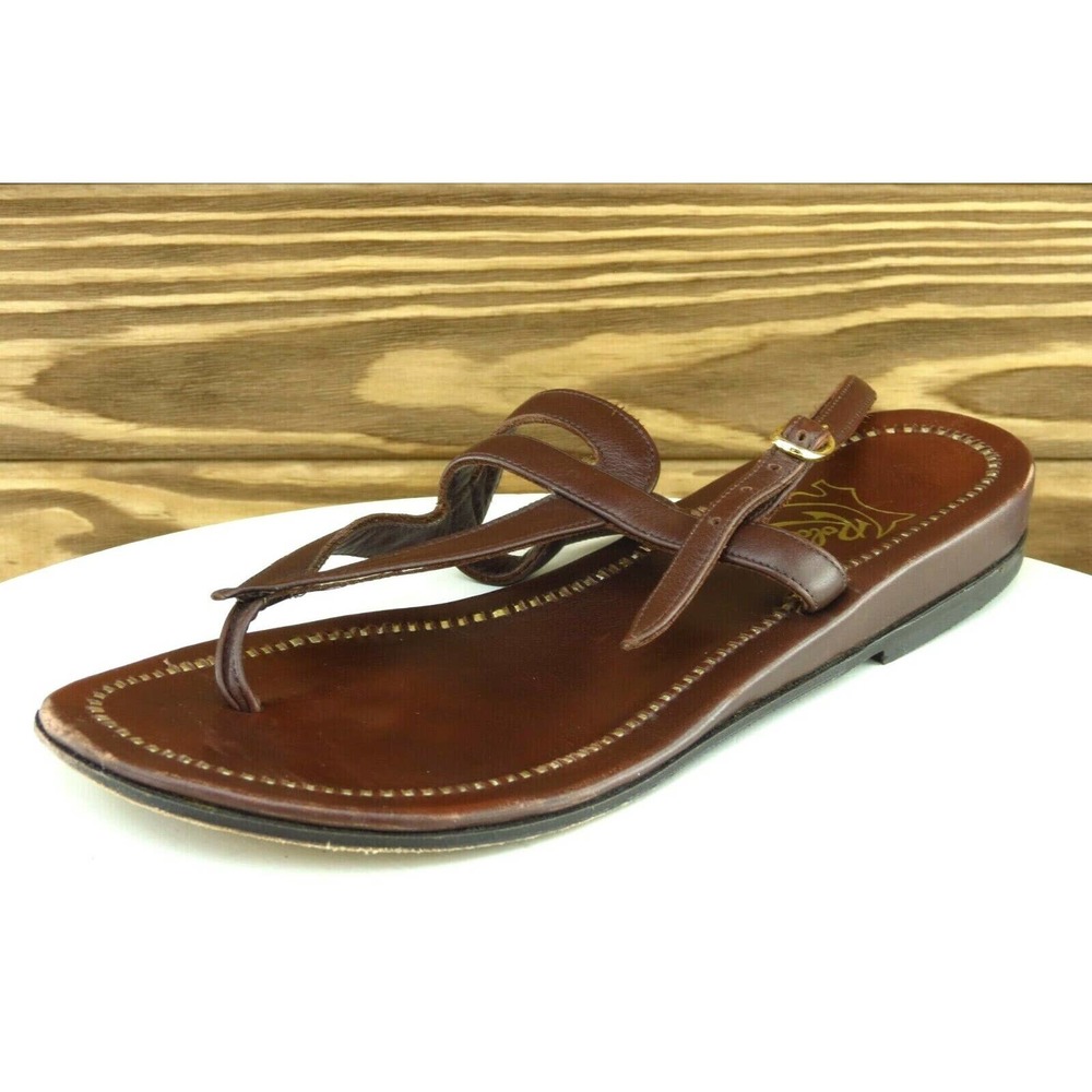 Rolando Bellagio Size 37 M Brown Slingback Leather Women Sandal Shoes